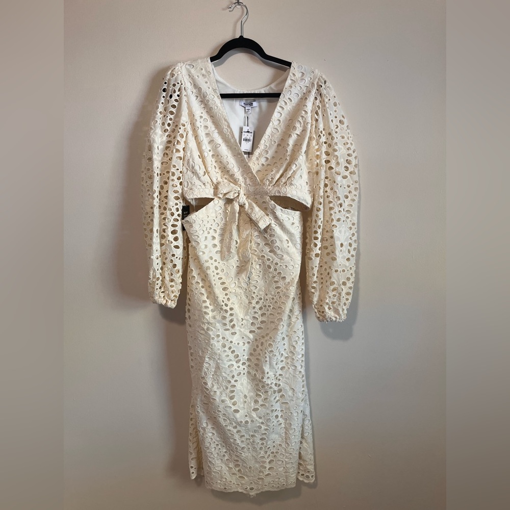 Express Edition Midi Dress, Size Large, Cream
